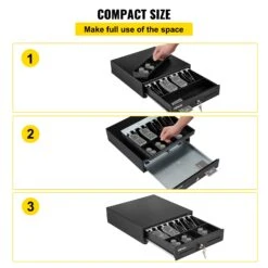 VEVOR Kassenschublade 13 Zoll Kassenlade Quadratische Geldschublade 2 Entriegelungswege Schwarz 4 Geldscheinfächer & 5 Münzfächer Für Lebensmittelgeschäft Bank Büro Café Supermärkt Bar -Geschäft Für Heimwerkzeuge de2FSDXXJCTYCSC13WZNUV02Foriginal img v62Fsquare cash drawer f5