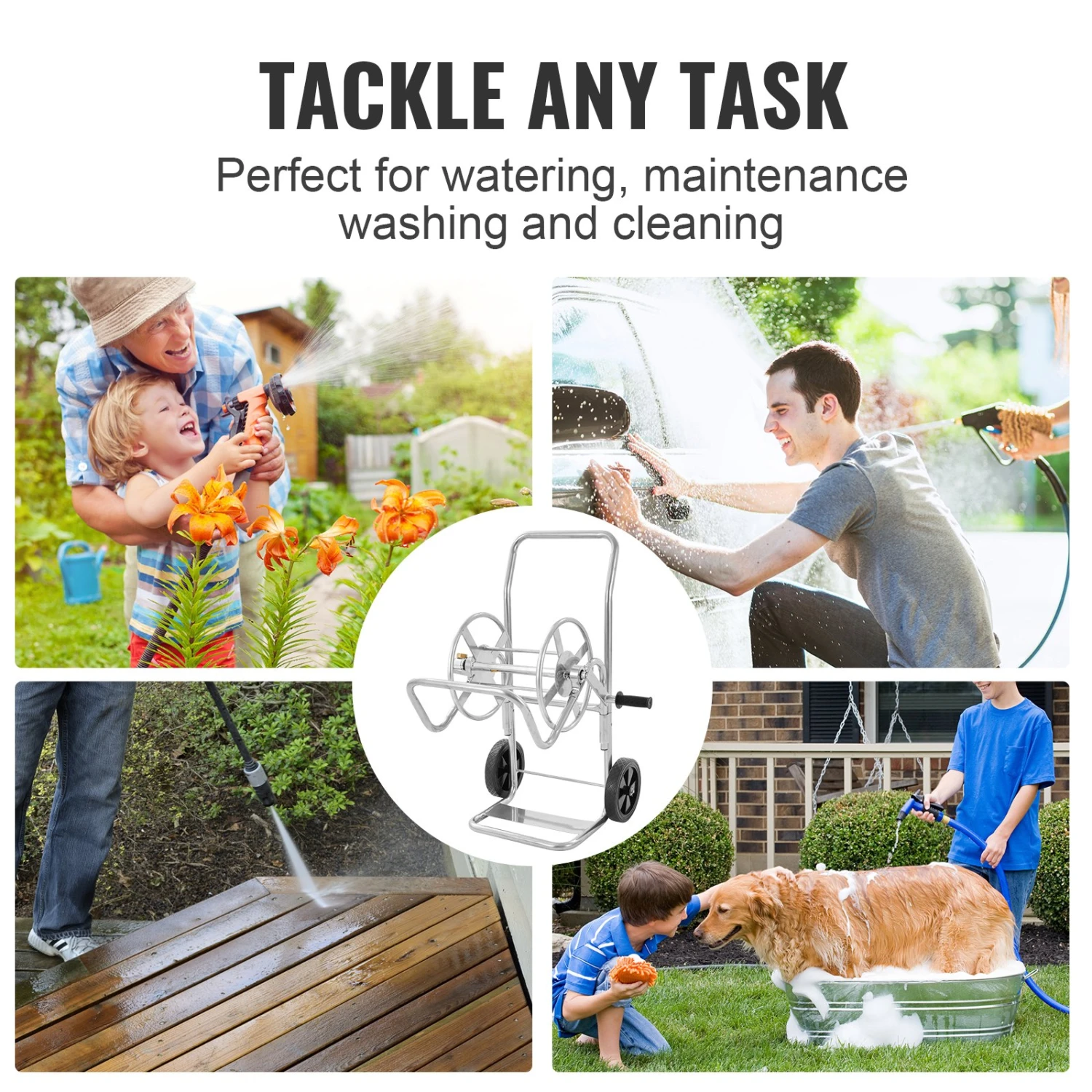 VEVOR Schlauchtrommelwagen 200 Fuß. Robuste Wasserbepflanzung Für Den Garten Mit Rädern 8 VEVOR Schlauchtrommelwagen 200 Fuß. Robuste Wasserbepflanzung Für Den Garten Mit Rädern – Bild 6