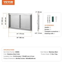 VEVOR Grill-Zugangstür, 863 X 482 X 46 Mm, Doppelte Außenküchentür, Flächenbündig Montierte Edelstahltür, Vertikale Wandtür Mit Griffen, Für Grillinsel, Grillstation, Außenschrank Usw. 15 VEVOR Grill-Zugangstür, 863 X 482 X 46 Mm, Doppelte Außenküchentür, Flächenbündig Montierte Edelstahltür, Vertikale Wandtür Mit Griffen, Für Grillinsel, Grillstation, Außenschrank Usw. -Geschäft Für Heimwerkzeuge de2FSMMBSCJMYS34XOA2HV02Foriginal img v12Foutdoor kitchen door f6