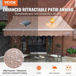 VEVOR Terrassenmarkise, Einziehbar, 25,4 X 20,3 Cm, Markise, Sonnenschutz, Mit Kurbel -Geschäft Für Heimwerkzeuge de2FSSSZYPKQSQBSA2Y80V02Foriginal img v12Fpatio awning retractable f1
