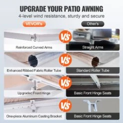 VEVOR Terrassenmarkise, Einziehbar, 25,4 X 20,3 Cm, Markise, Sonnenschutz, Mit Kurbel -Geschäft Für Heimwerkzeuge de2FSSSZYPKQSQBSA2Y80V02Foriginal img v12Fpatio awning retractable f2