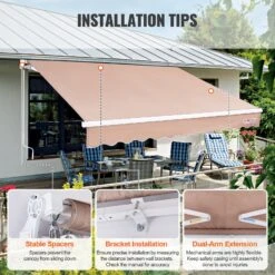 VEVOR Terrassenmarkise, Einziehbar, 25,4 X 20,3 Cm, Markise, Sonnenschutz, Mit Kurbel -Geschäft Für Heimwerkzeuge de2FSSSZYPKQSQBSA2Y80V02Foriginal img v12Fpatio awning retractable f4