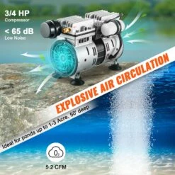 VEVOR Teichbelüfter, 550 W Leistung, 5,2 CFM Für Bis Zu 3 Acre 15 M See, Teichbelüftungsset Inkl. Kompressor & Timer & Ventile, Luftkompressor Für Sauerstoffzirkulation In Tiefem Wasser Für Teich See -Geschäft Für Heimwerkzeuge de2FSXPQJYW370W47QY9EV22Foriginal img v12Fpond aerator f2