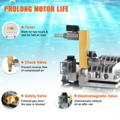 VEVOR Teichbelüfter, 550 W Leistung, 5,2 CFM Für Bis Zu 3 Acre 15 M See, Teichbelüftungsset Inkl. Kompressor & Timer & Ventile, Luftkompressor Für Sauerstoffzirkulation In Tiefem Wasser Für Teich See -Geschäft Für Heimwerkzeuge de2FSXPQJYW370W47QY9EV22Foriginal img v12Fpond aerator f3