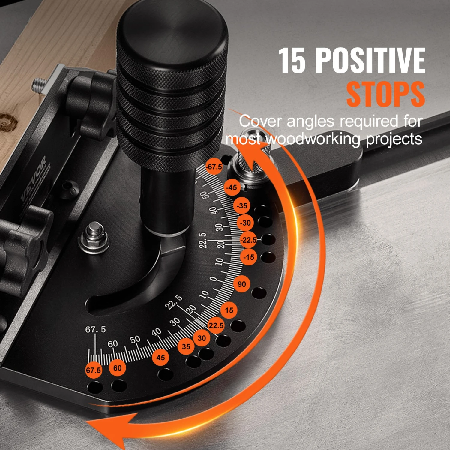 VEVOR Gehrungsanschlag, Standardschlitz 19 X 9,5 Mm, Aluminiumlegierung Mit 48-89 Cm Rasterung, 15 Winkelanschlägen, Verstellbarem Kolben Und Abnehmbarer Scheibe, Für Die Holzbearbeitung 5 VEVOR Gehrungsanschlag, Standardschlitz 19 X 9,5 Mm, Aluminiumlegierung Mit 48-89 Cm Rasterung, 15 Winkelanschlägen, Verstellbarem Kolben Und Abnehmbarer Scheibe, Für Die Holzbearbeitung – Bild 3