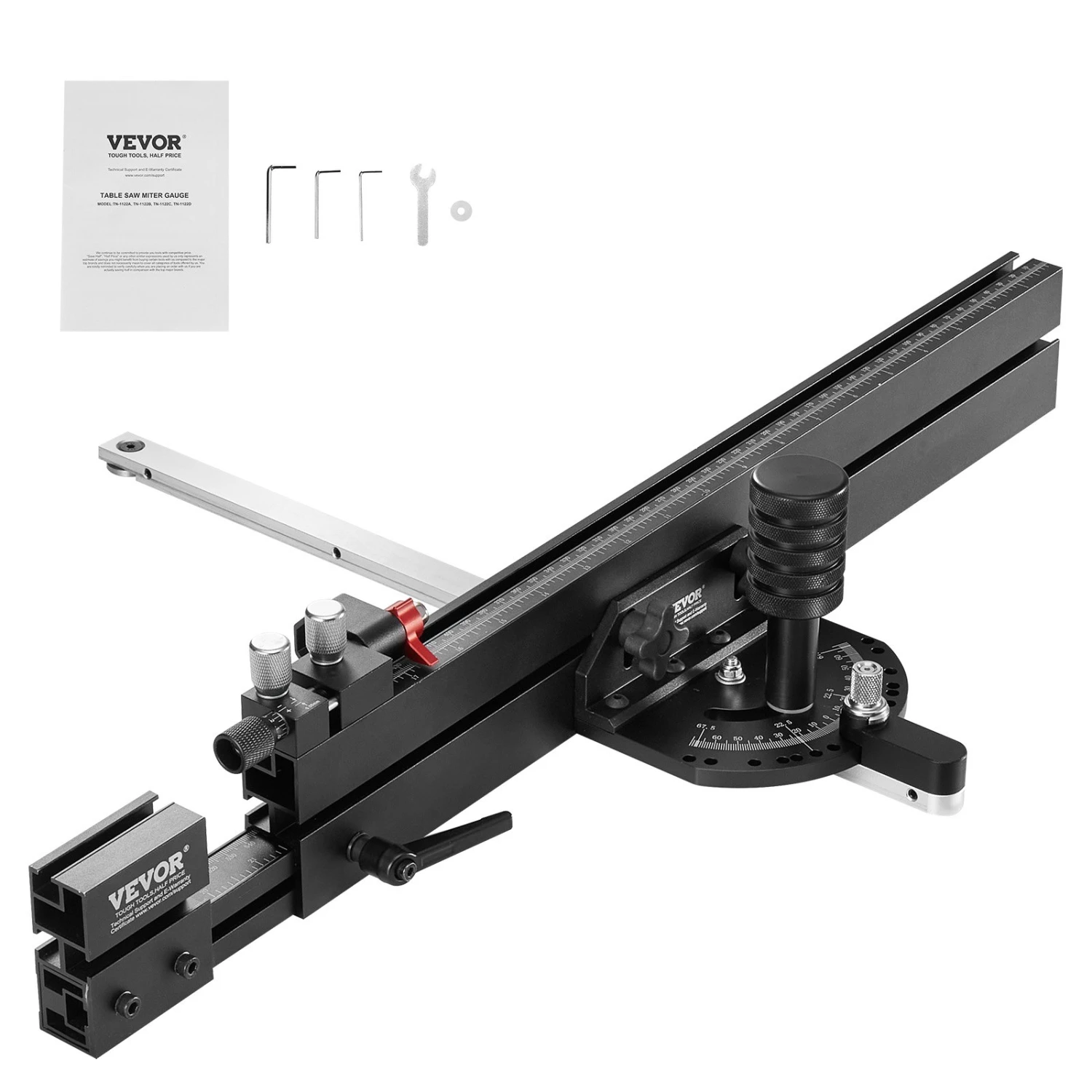 VEVOR Gehrungsanschlag, Standardschlitz 19 X 9,5 Mm, Aluminiumlegierung Mit 48-89 Cm Rasterung, 15 Winkelanschlägen, Verstellbarem Kolben Und Abnehmbarer Scheibe, Für Die Holzbearbeitung 3 VEVOR Gehrungsanschlag, Standardschlitz 19 X 9,5 Mm, Aluminiumlegierung Mit 48-89 Cm Rasterung, 15 Winkelanschlägen, Verstellbarem Kolben Und Abnehmbarer Scheibe, Für Die Holzbearbeitung