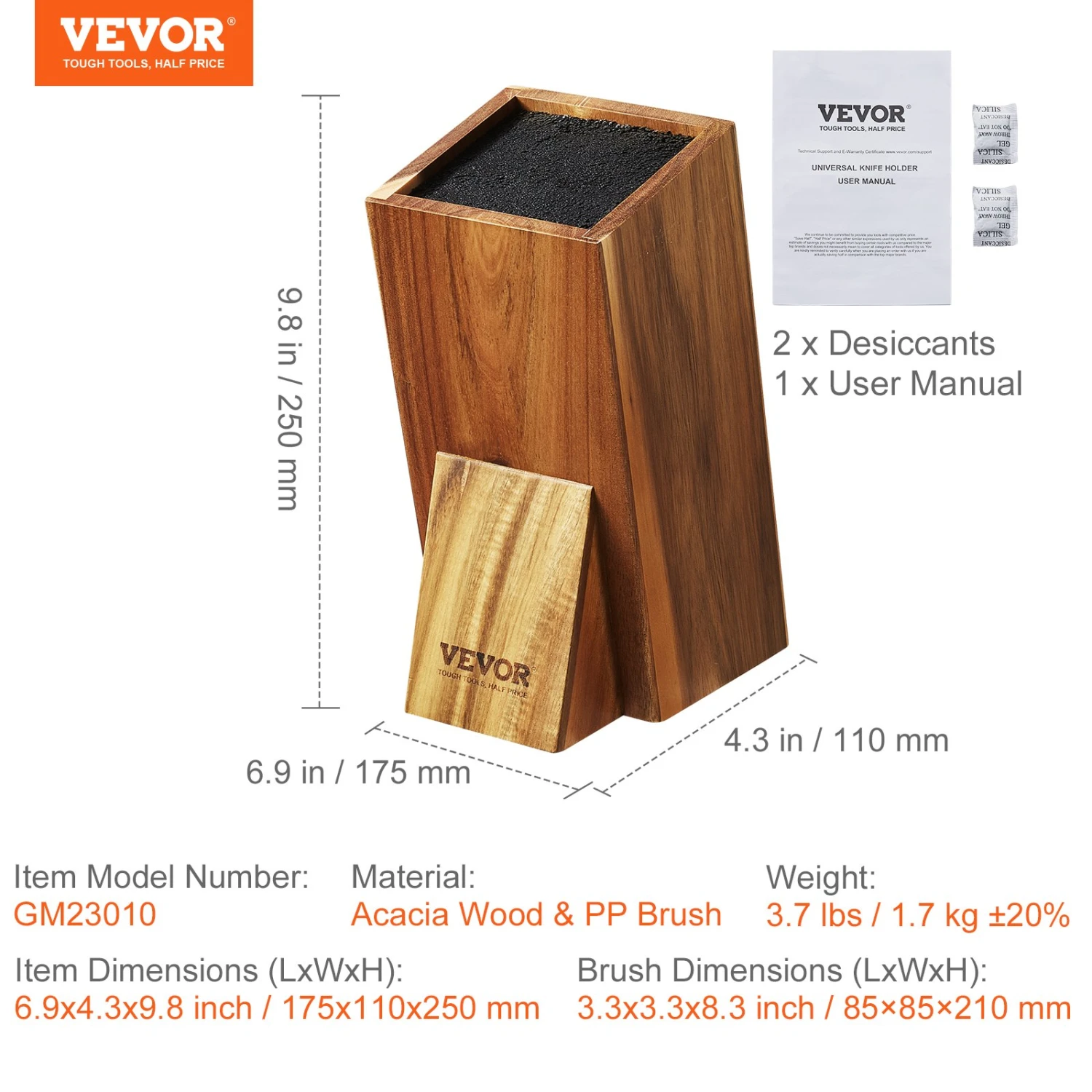 VEVOR Universal Messerhalter Akazienholz Messerblockhalter Ständer Ohne Messer 9 VEVOR Universal Messerhalter Akazienholz Messerblockhalter Ständer Ohne Messer – Bild 7