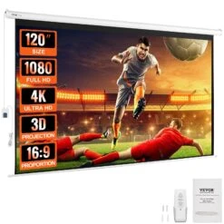 VEVOR Professional Motorleinwand Beamerleinwand 16:9 292 X 9 X 190 Cm, Programmierbare Fernbedienung, Elektrische Beamer Projektionsleinwand Motor Leinwand Projektionsleinwand, Für Heimkino, Büro