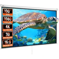 VEVOR Projektion Beamer Leinwand 254 Cm HD 4K Outdoor Indoor Manuelle Projektor Screen Schnelles Klappbare Tragbare Filmleinwand 16: 9 Für Heimkino, Camping Und Freizeitveranstaltungen Schwarz