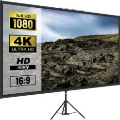 VEVOR 16:9 Beamer Leinwand Stativ 4K HD Projektionsleinwand Rolloleinwand Projektionsfläche 133x76cm Präsentationswand Höhe Von 200-250cm Einstellbar Ideal Für Heimkino Tagungen Hochzeiten Schulungen