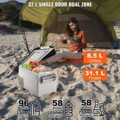 VEVOR Autokühlschrank, 12-Volt-Autokühlschrank, Tragbarer 32-Liter-Gefrierschrank Mit Zwei Zonen, Einstellbarer Bereich Von -4 ℉ Bis 50 ℉, 12/24 V DC Und 100-240 V AC-Kompressorkühler Outdoor -Geschäft Für Heimwerkzeuge de2FWLCGXCZBXZ32L77H6V22Foriginal img v12Fcar refrigerator f4