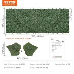 VEVOR Künstliche Hecke 401 X 150 Cm Efeu Blatt Sichtschutz Seidenstoff-Blätter PE-Träger Kunststoff-Rahmenmaterial Sichtschutzgitter Mit Blättern Pflanzenwand Zaun Ideal Für Garten Terrasse Balkon -Geschäft Für Heimwerkzeuge de2FWLSR59X1581PCW4XBV02Foriginal img v12Fivy fence f6