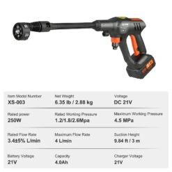 VEVOR Akku Hochdruckreiniger Kabellos Wasser Druckreiniger Spritzpistole Druckreinigerpistole (250W 21V, 50bar, Zur Mobilen Reinigung Und Bewässerung, 4L/min, Inkl. Zubehör, Ladegerät) -Geschäft Für Heimwerkzeuge de2FWSLSGYQXJYSDM3EISV22Foriginal img v12Fpressure washer f6