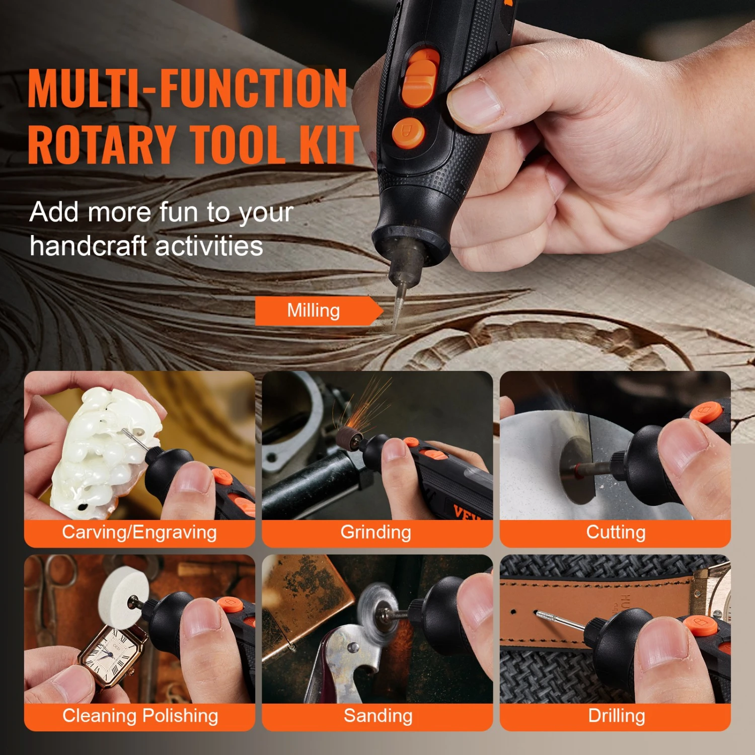 VEVOR Akku-Rotationswerkzeug Multifunktionswerkzeug Drehwerkzeug 5000-25000U/min 8 VEVOR Akku-Rotationswerkzeug Multifunktionswerkzeug Drehwerkzeug 5000-25000U/min – Bild 6