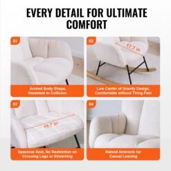 VEVOR Schaukelstuhl Für Kinderzimmer, 113,4 Kg Tragkraft, Mit Teddystoff Gepolstert, Mit Weicher Sitzfläche & Hoher Rückenlehne, Stillstuhl Für Kinderzimmer, Schlafzimmer, Wohnzimmer, Elfenbeinweiß 14 VEVOR Schaukelstuhl Für Kinderzimmer, 113,4 Kg Tragkraft, Mit Teddystoff Gepolstert, Mit Weicher Sitzfläche & Hoher Rückenlehne, Stillstuhl Für Kinderzimmer, Schlafzimmer, Wohnzimmer, Elfenbeinweiß -Geschäft Für Heimwerkzeuge de2FWYBBYKDYWQYWEQNVNV02Foriginal img v12Fglider chair f5