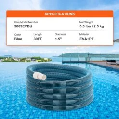 VEVOR Hochleistungs-Schwimmbadschlauch, 1-1/2 Zoll X 30 Fuß, Pool-Staubsauger-Reinigungsschlauch, Kompatibel Mit Oberirdischen Pools, Im Boden Eingelassenen Poolsandfilterpumpen, Poolpumpen -Geschäft Für Heimwerkzeuge de2FYCR230FTPEPOEL825V02Foriginal img v12Fpool hose f6