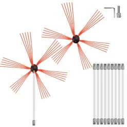 VEVOR Schornsteinbürste Schornsteinfegerbesen, 10 M Weiß Nylon Kaminbürste Ofenrohrbürste, Professionelle Kaminkehrbesen 30 Mm Bürstenlänge Mit Einem Zusätzlichen Bürstenkopf, Kaminreiniger