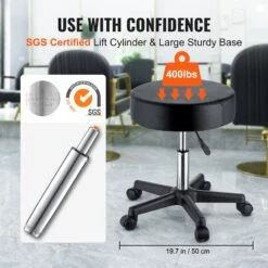 VEVOR Rollhocker Mit Rollen, 181 Kg Gewichtskapazität, Höhenverstellbar, Hocker Mit Ultradickem Sitzkissen, Drehhocker Für Salon, Bar, Zuhause, Büro, Medizin, Massage, Schwarz 11 VEVOR Rollhocker Mit Rollen, 181 Kg Gewichtskapazität, Höhenverstellbar, Hocker Mit Ultradickem Sitzkissen, Drehhocker Für Salon, Bar, Zuhause, Büro, Medizin, Massage, Schwarz -Geschäft Für Heimwerkzeuge de2FYDHSNLYXWKBWF5VS0V02Foriginal img v22Frolling stool f2