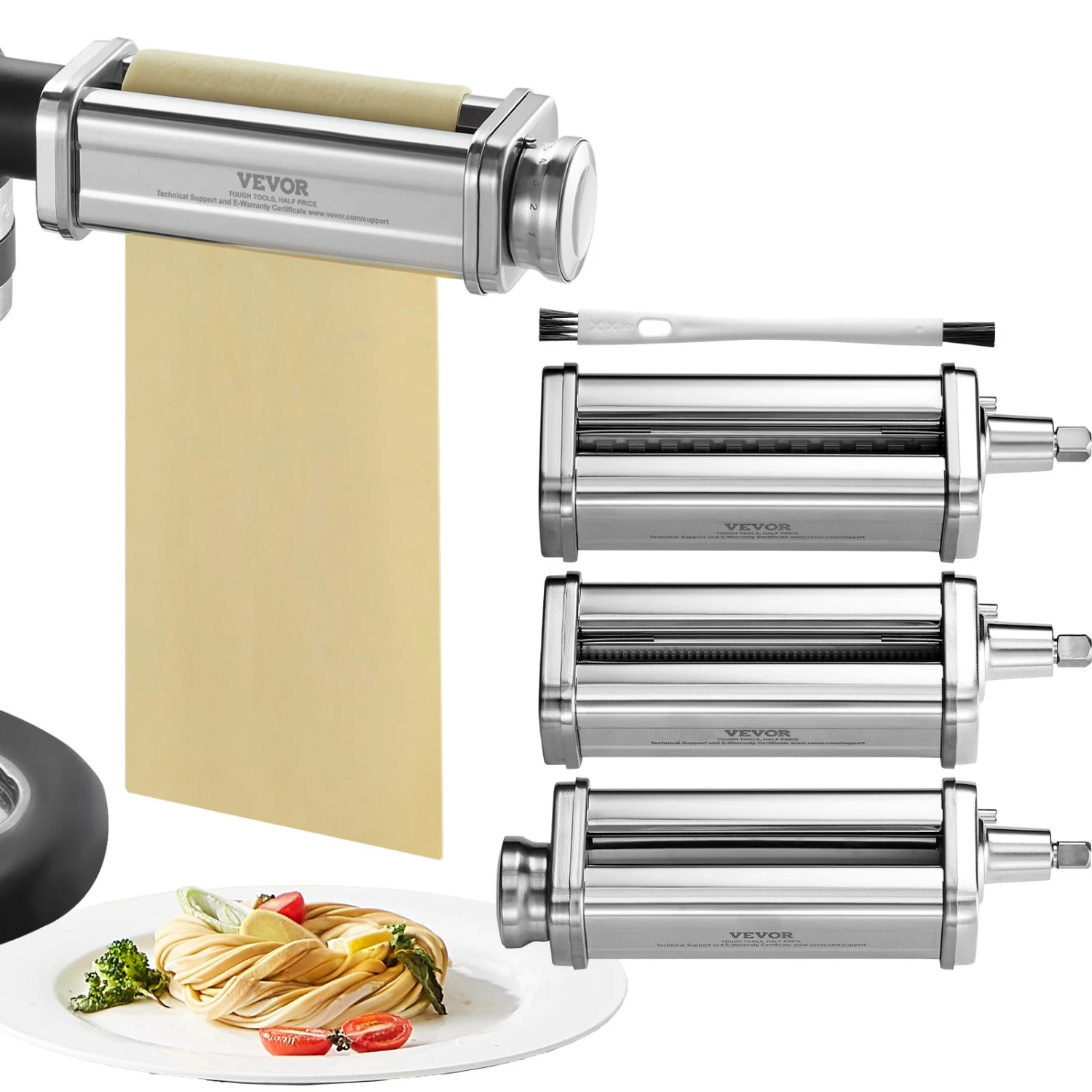VEVOR 3 Tlg. Manuelle Nudelmaschine Edelstahl, Edelstahl Frische Manuell Pasta Walze Maschine Italienische Flachteigmaschine Pastamaker Inkl. Reinigungsbürste Für Spaghetti, Lasagne Usw. 3 VEVOR 3 Tlg. Manuelle Nudelmaschine Edelstahl, Edelstahl Frische Manuell Pasta Walze Maschine Italienische Flachteigmaschine Pastamaker Inkl. Reinigungsbürste Für Spaghetti, Lasagne Usw.