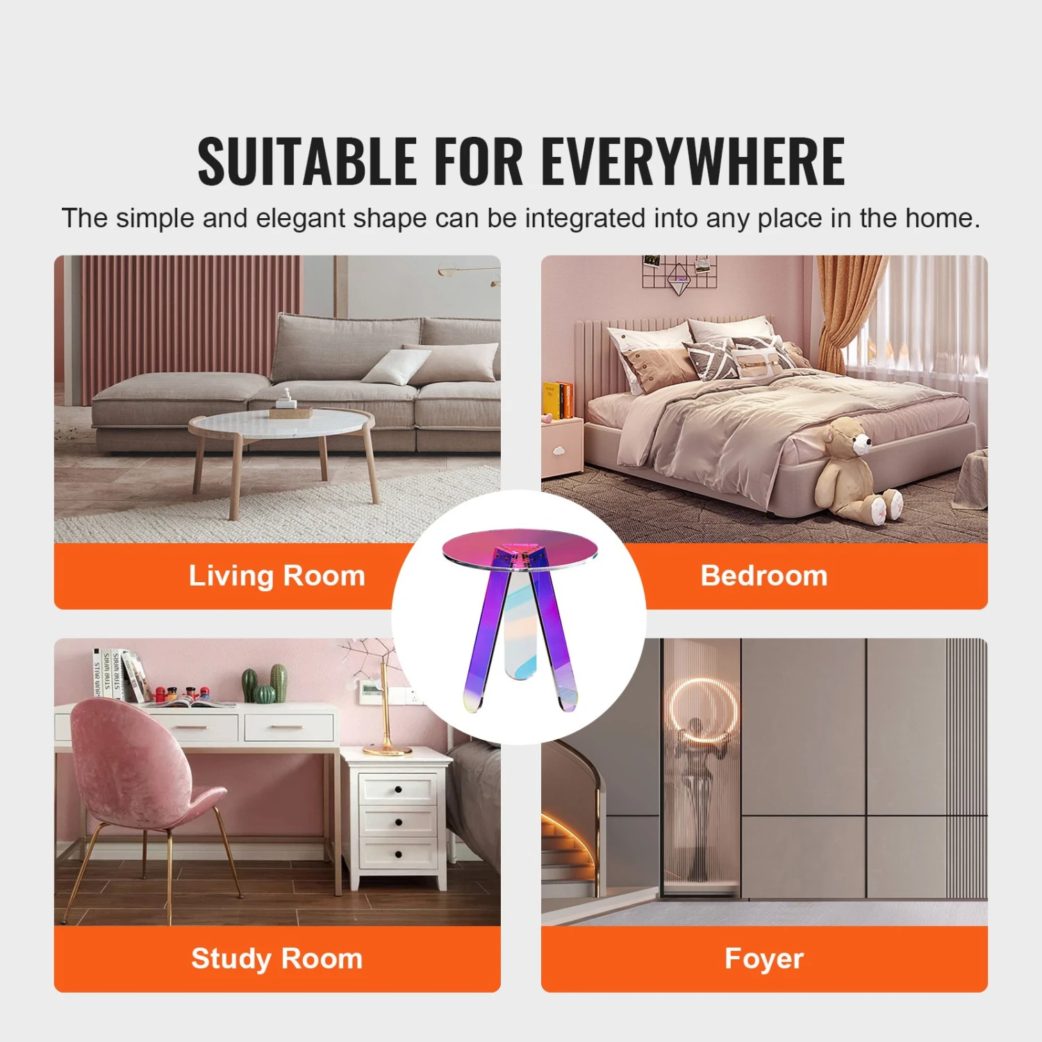 VEVOR Acryl-Beistelltisch φ45 X 48 Cm, Bunter Acryl-Beistelltisch Bartisch Leicht Zu Reinigen, Acryl-Couchtish Für Kaffee, Getränke, Essen, Snacks, Couchtisch Für Wohnzimmer, Schlafzimmer Usw. 8 VEVOR Acryl-Beistelltisch φ45 X 48 Cm, Bunter Acryl-Beistelltisch Bartisch Leicht Zu Reinigen, Acryl-Couchtish Für Kaffee, Getränke, Essen, Snacks, Couchtisch Für Wohnzimmer, Schlafzimmer Usw. – Bild 6