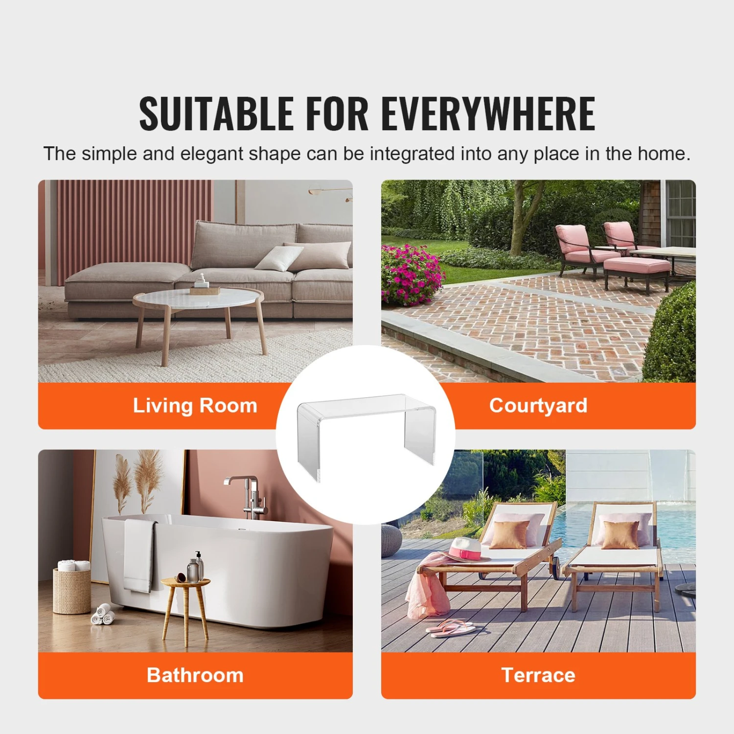 VEVOR Beistelltisch 813 X 401 X 414 Mm, U-förmiger Acryltisch Beistelltisch, Transparenter Couchtisch Für Getränke, Essen, Snacks, Verwendet Im Wohnzimmer, Schlafzimmer, Arbeitszimmer Usw. 8 VEVOR Beistelltisch 813 X 401 X 414 Mm, U-förmiger Acryltisch Beistelltisch, Transparenter Couchtisch Für Getränke, Essen, Snacks, Verwendet Im Wohnzimmer, Schlafzimmer, Arbeitszimmer Usw. – Bild 6