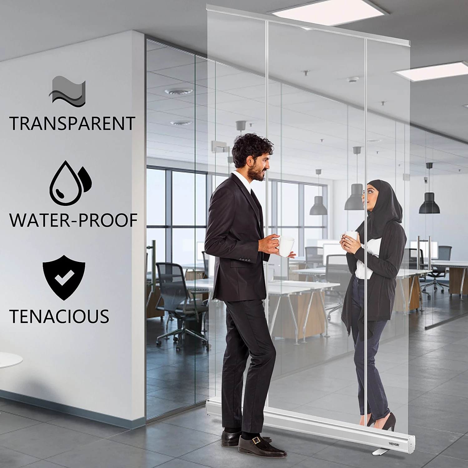 VEVOR Bannerständer Bodenstehender Nieschutz Transparente Spuckschutz Trennwand Tragbar Roll-Up-Nieschutz Plakatständer Durchsichtig Freistehende 4 VEVOR Bannerständer Bodenstehender Nieschutz Transparente Spuckschutz Trennwand Tragbar Roll-Up-Nieschutz Plakatständer Durchsichtig Freistehende – Bild 2