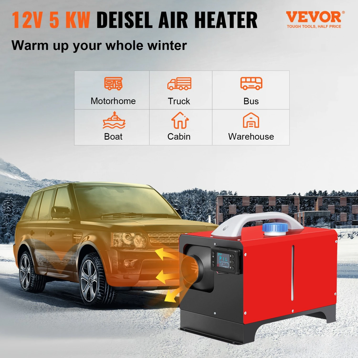 VEVOR 12V Standheizung Diesel Auto Kraftstoff, 5 KW Diesel Standheizung Luftheizung Air Diesel, Luft Dieselheizung Für Auto RV LKW Wohnmobil Bus Mit Fernbedienung Rote LCD Schalter & 1 Luftauslass 4 VEVOR 12V Standheizung Diesel Auto Kraftstoff, 5 KW Diesel Standheizung Luftheizung Air Diesel, Luft Dieselheizung Für Auto RV LKW Wohnmobil Bus Mit Fernbedienung Rote LCD Schalter & 1 Luftauslass – Bild 2