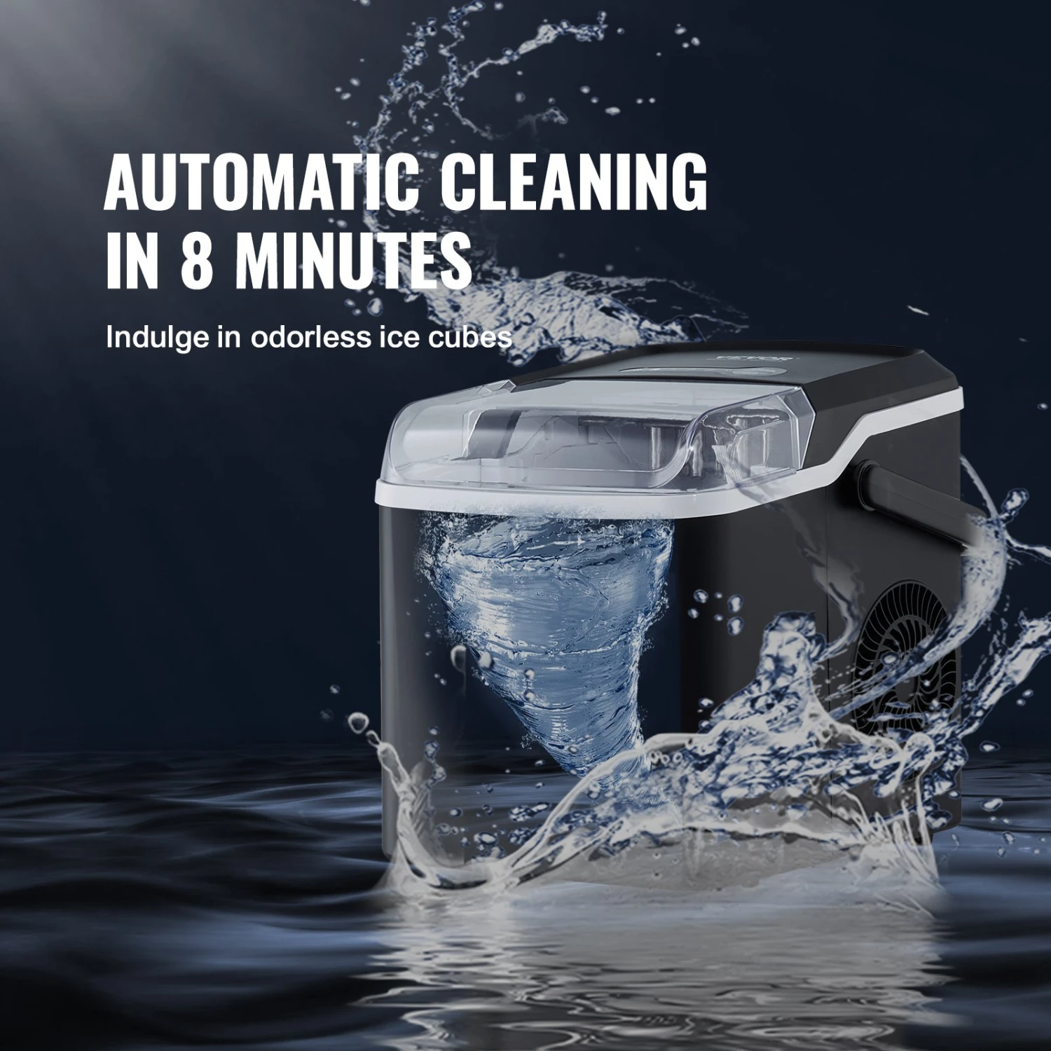 VEVOR 105 W Eiswürfelbereiter Gastro Eiswürfelmaschine Edelstahl 11,8 Kg / 24 Std Eiswürfelbereiter Zubereitung In 7 Min 0,6 Kg Eisspeicherkapazität 7 VEVOR 105 W Eiswürfelbereiter Gastro Eiswürfelmaschine Edelstahl 11,8 Kg / 24 Std Eiswürfelbereiter Zubereitung In 7 Min 0,6 Kg Eisspeicherkapazität – Bild 5