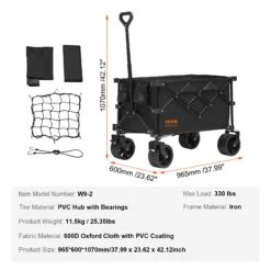 VEVOR Bollerwagen 965 X 600 X 1070 Mm Kinderwagen Aus 600D Oxford-Stoff Mit PVC-Beschichtung Strandwagen 220 L Speicherkapazität Max. 150 Kg Tragfähigkeit Transportkarre Gerätewagen Handwagen -Geschäft Für Heimwerkzeuge de2FZDHYBXSSTCHSUI4Z5V02Foriginal img v12Ffolding wagon cart f6