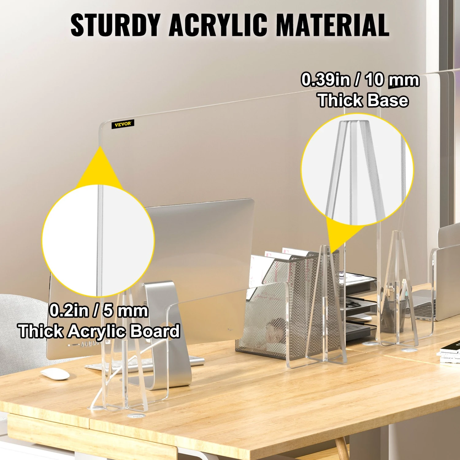 VEVOR Schreibtisch Trennwand Plexiglas, 60 X 60 Cm Spuckschutz, Acrylglas Sichtschutz Thekenaufsatz Durchreiche Lärm Reduzieren Physische Trennung Banken Kliniken Schulen Büro 4 VEVOR Schreibtisch Trennwand Plexiglas, 60 X 60 Cm Spuckschutz, Acrylglas Sichtschutz Thekenaufsatz Durchreiche Lärm Reduzieren Physische Trennung Banken Kliniken Schulen Büro – Bild 2