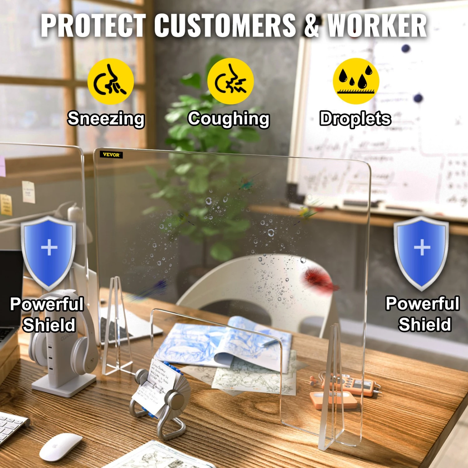 VEVOR Schreibtisch Trennwand Plexiglas, 60 X 60 Cm Spuckschutz, Acrylglas Sichtschutz Thekenaufsatz Durchreiche Lärm Reduzieren Physische Trennung Banken Kliniken Schulen Büro 5 VEVOR Schreibtisch Trennwand Plexiglas, 60 X 60 Cm Spuckschutz, Acrylglas Sichtschutz Thekenaufsatz Durchreiche Lärm Reduzieren Physische Trennung Banken Kliniken Schulen Büro – Bild 3