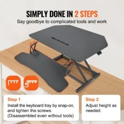 VEVOR Höhenverstellbarer Schreibtischaufsatz 915 X 600 Mm Stehpult Mit Tastaturablage, Schnell Sitz Steh Doppellagiger Computertisch Stehpult Konverter 20 Kg Belastbarkeit Für 2 Monitore Schwarz -Geschäft Für Heimwerkzeuge de2FZMSJTSDXSX358IK0AV02Foriginal img v12Fstanding desk converter f5