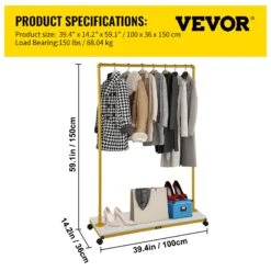 VEVOR Mobiler Kleiderständer Garderobenständer Kleiderstange 100x36x150cm -Geschäft Für Heimwerkzeuge de2FZSJJSWWZBDDWC9BPCV02Foriginal img v42Fgarment rack f6