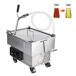 VEVOR Mobiler Fritteusenfilter, 18 L Öltankkapazität, Ölfiltrationssystem Mit 10 L/min Ölfiltrationsgeschwindigkeit, Rollbares Frittierölfiltersystem Mit Schwenkrädern, Ölschlauch Für Restaurant